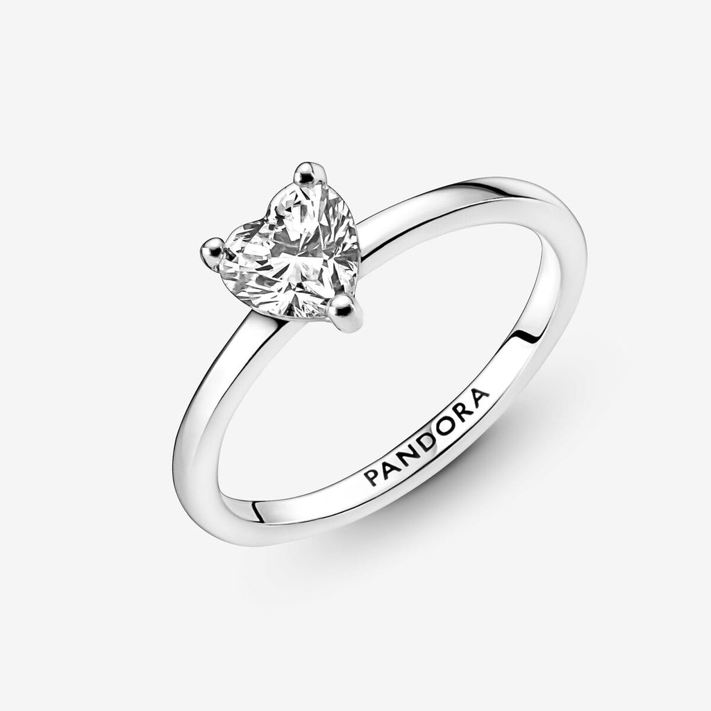 Anillo Solitario Corazón Brillante