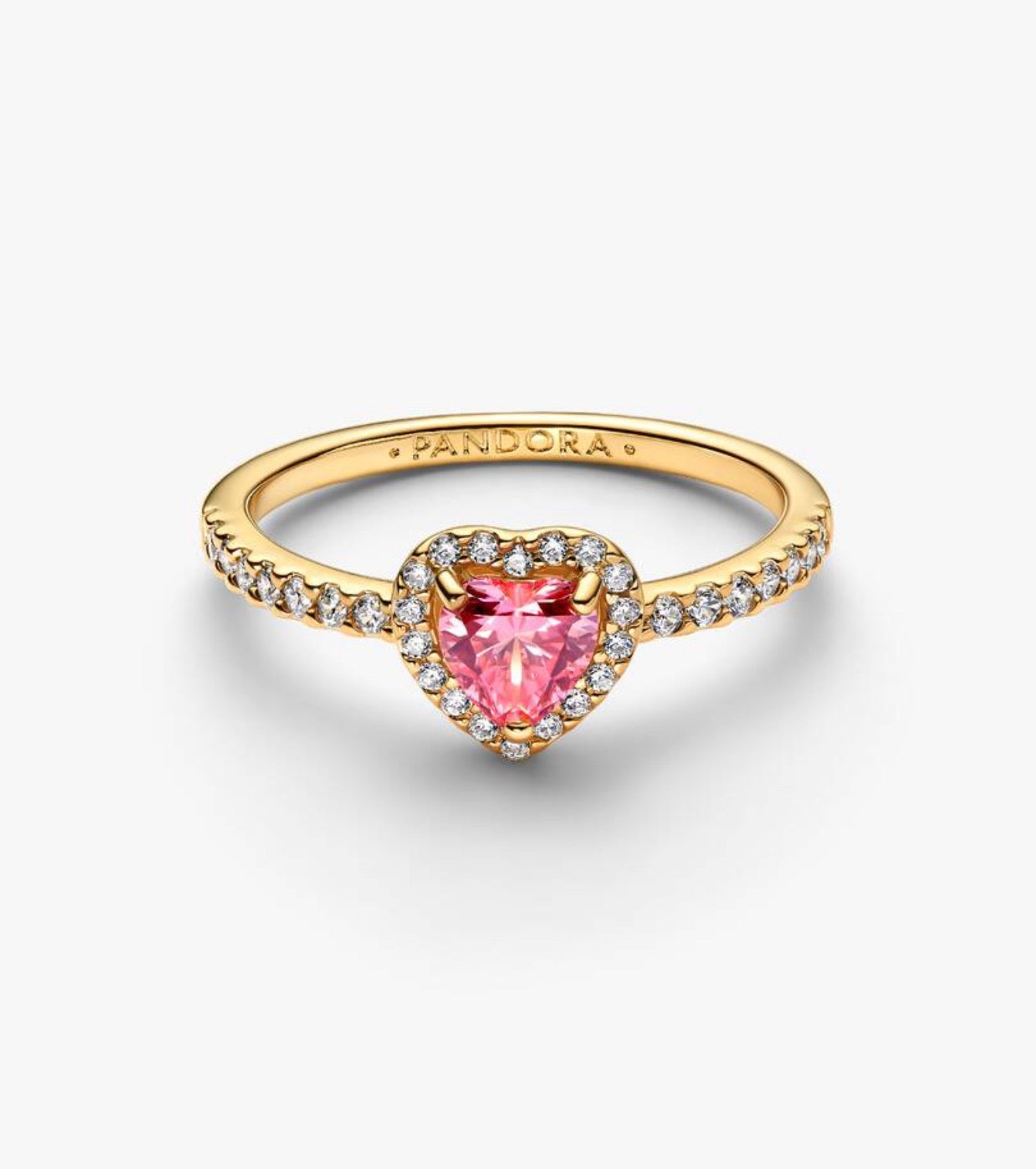 Anillo Corazón Rosa Brillante Dorado