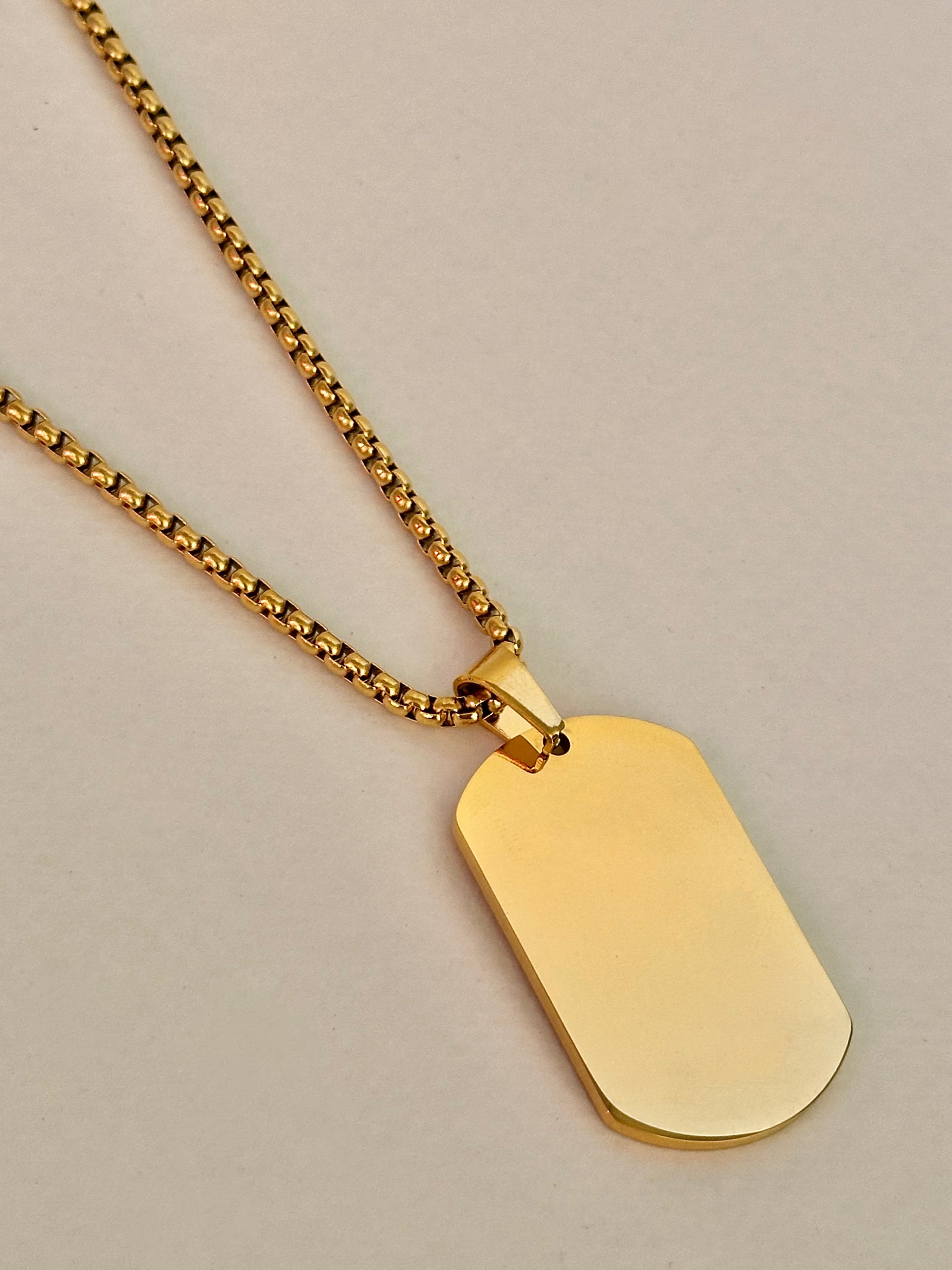 Collar Placa Grabable para Mujer, 40mm, Acero Inoxidable