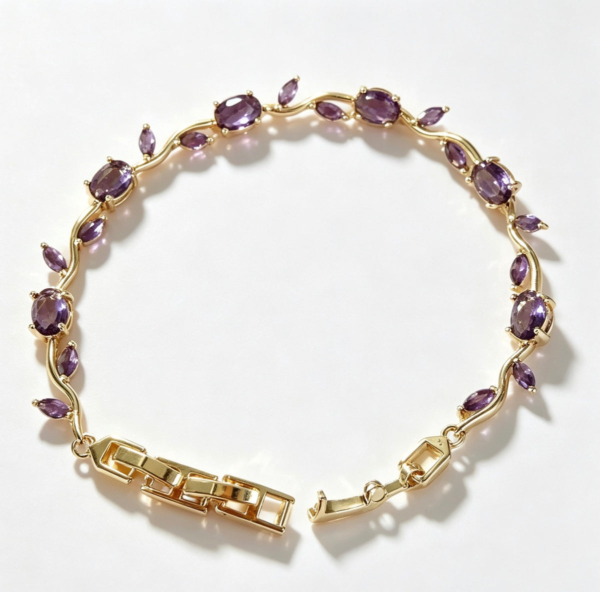 Pulsera Tulipanes Morado Dorada