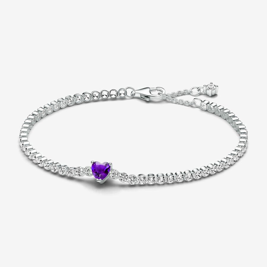 Pulsera Tenis Corazón Morado