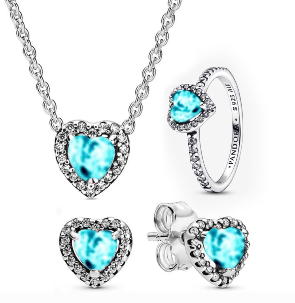 Set Completo Corazón Relieve Azul Claro