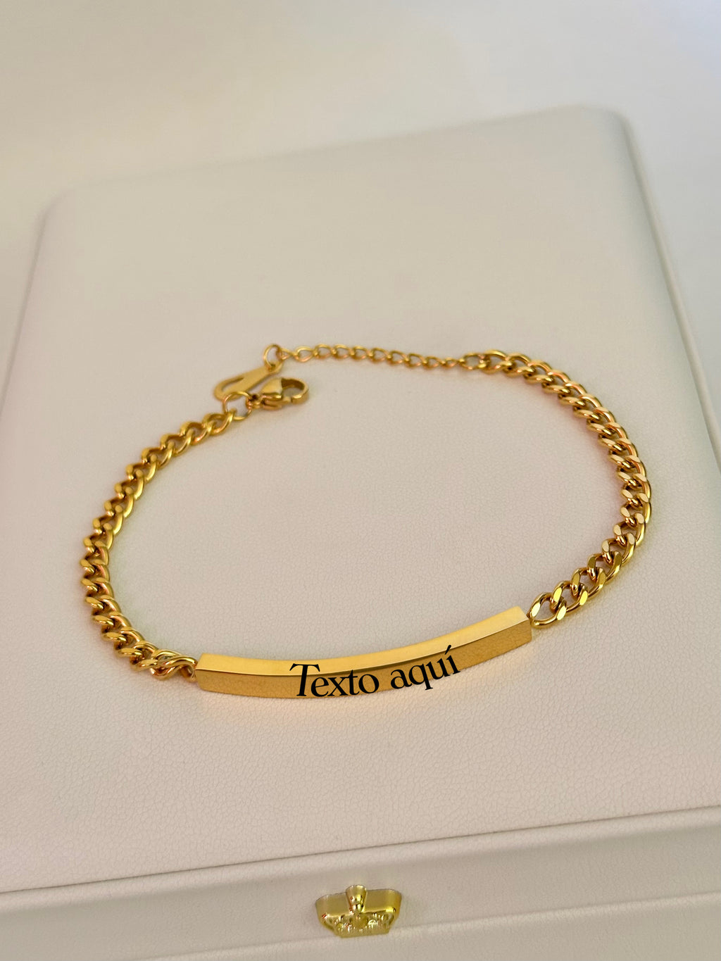 Guillo con Placa Grabable Dorado, Acero Inoxidable