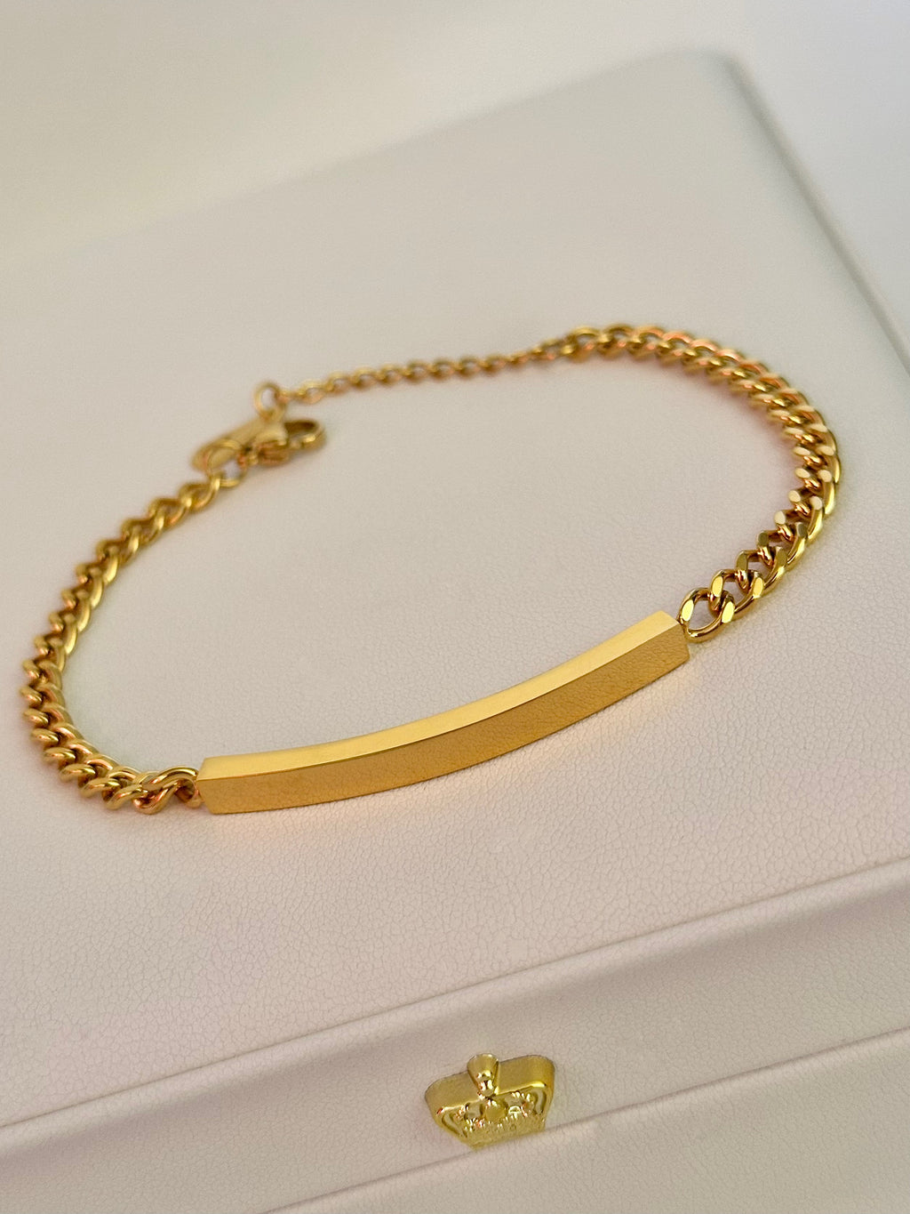 Guillo con Placa Grabable Dorado, Acero Inoxidable