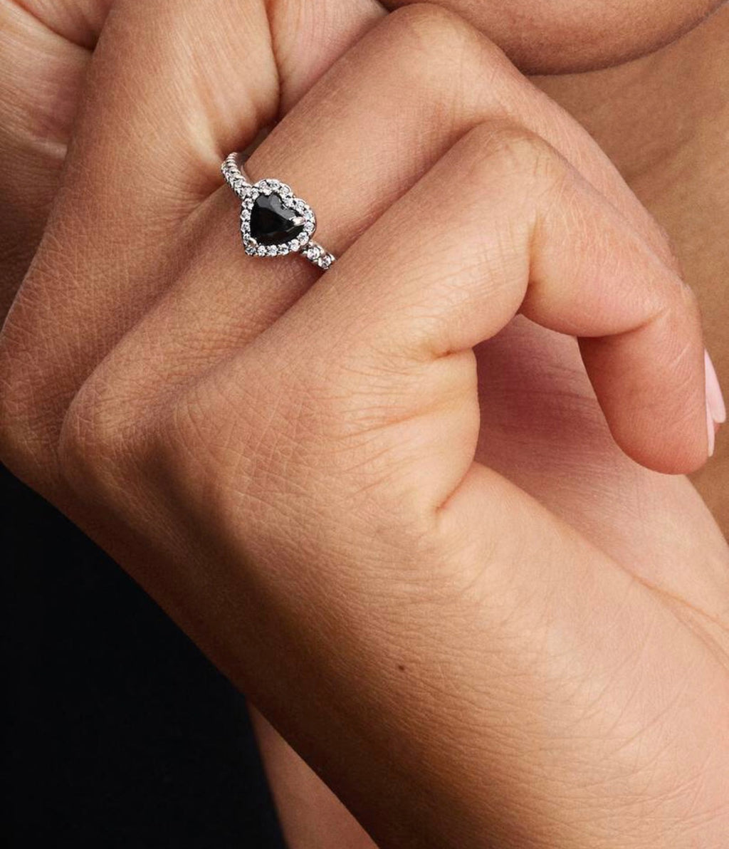 Anillo Corazón Nivelado Negro