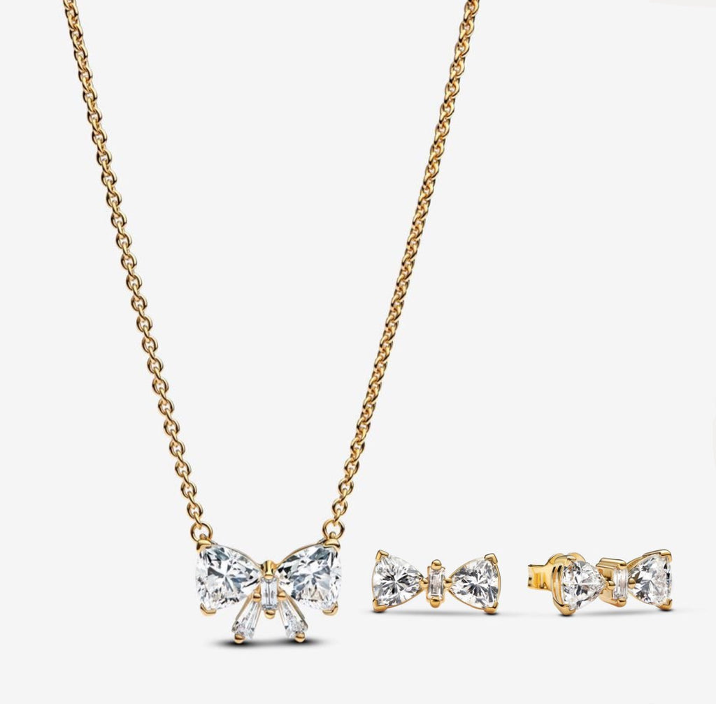 Conjunto Collar + aretes Lazo, Dorado