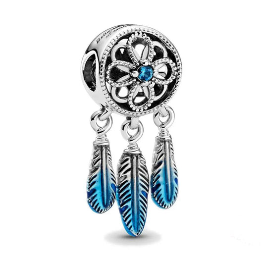 Charm Atrapasueños Plumas Azules