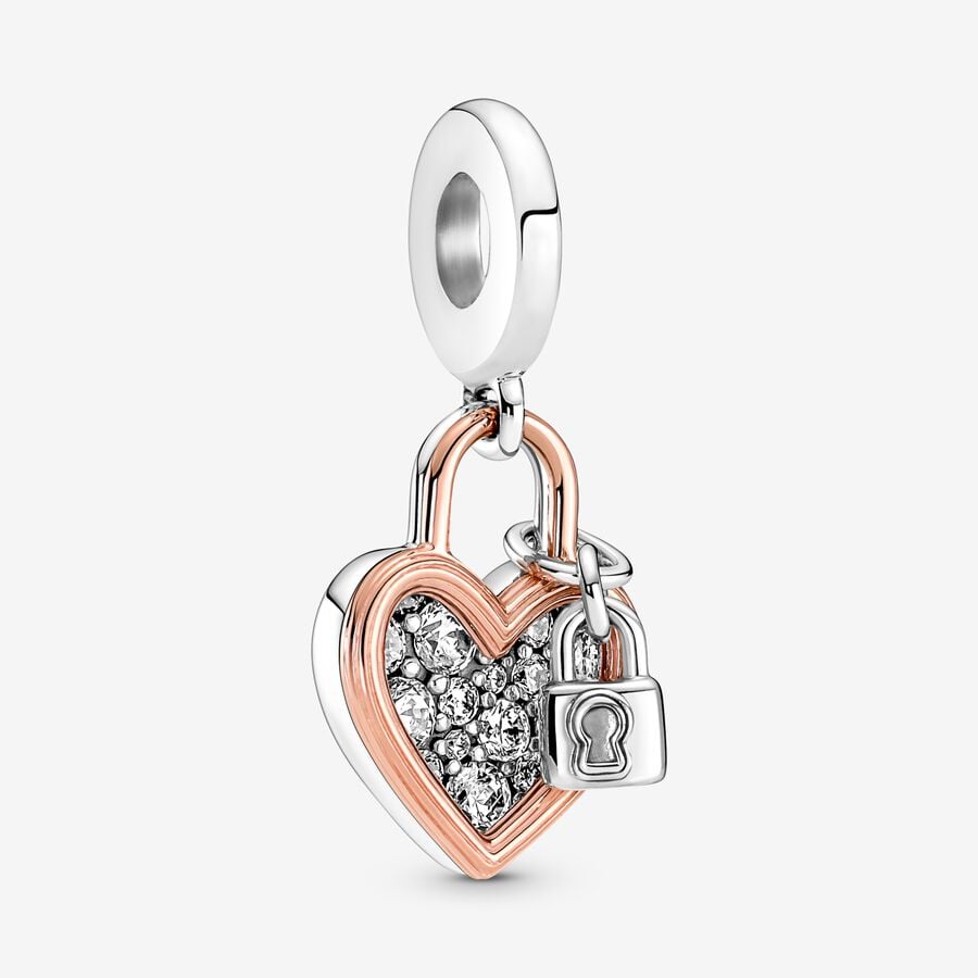 Charm Colgante Doble Candado Corazon