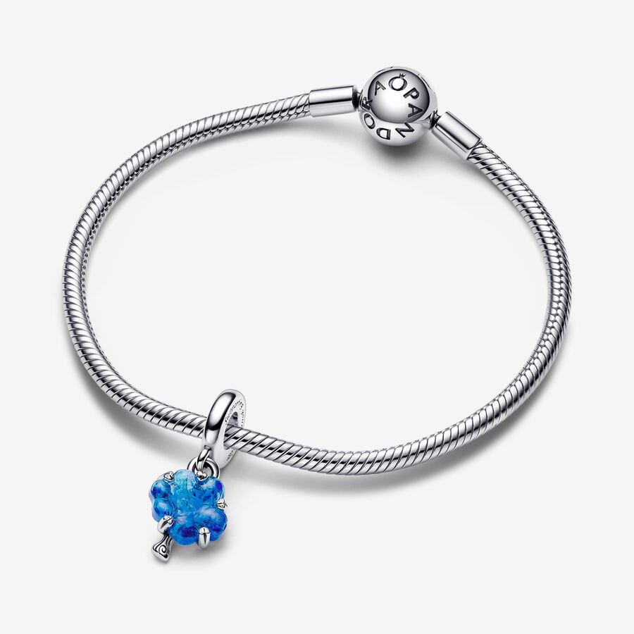 Charm Colgante Arbol Familiar Cristal Murano Azul