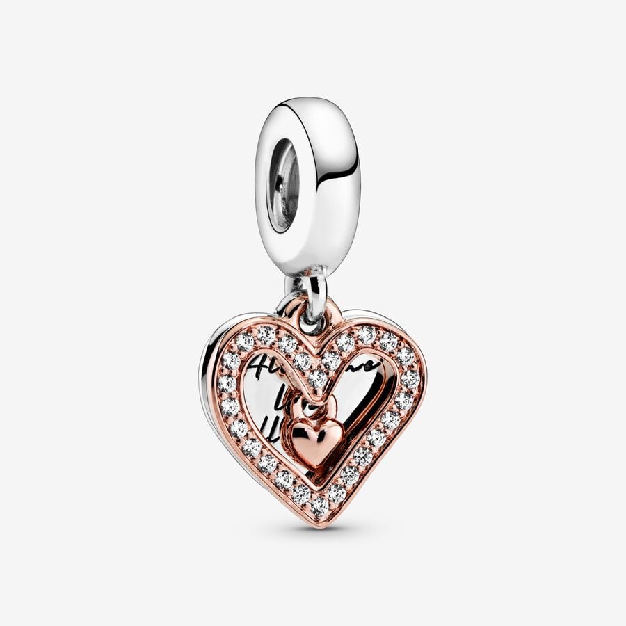 Charm Colgante Boceto De Corazon Brillante