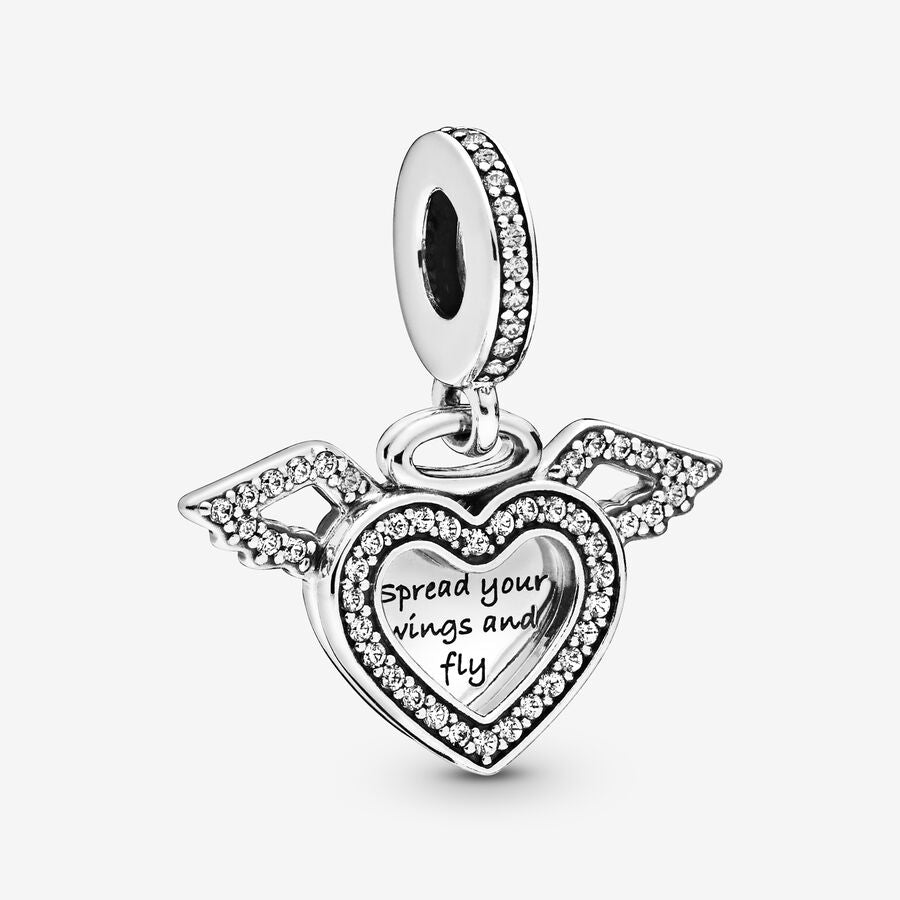 Charm Colgante Corazon y Alas De Angel