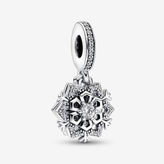 Charm Colgante Doble Copo De Nieve Brillante