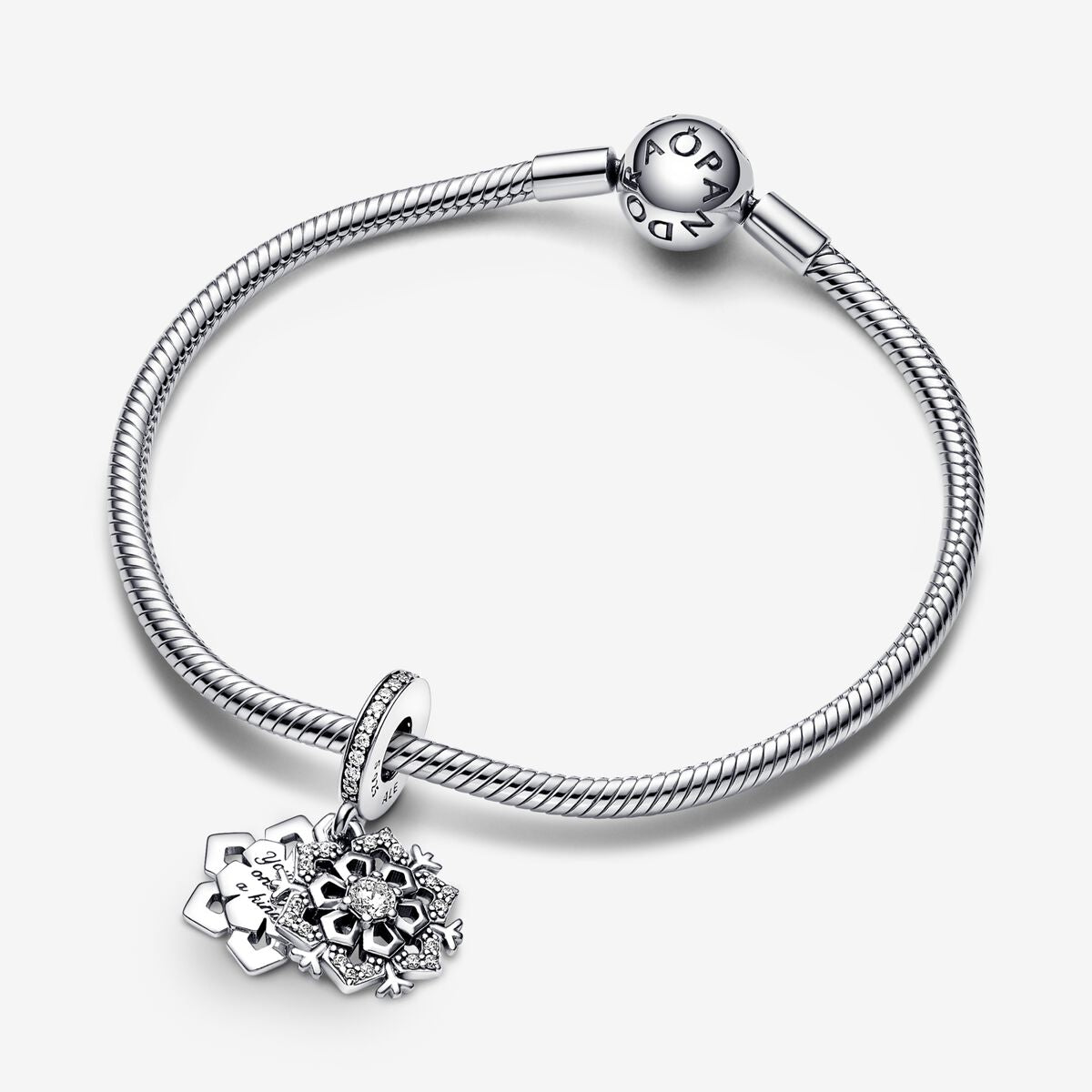 Charm Colgante Doble Copo De Nieve Brillante