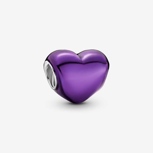 Charm Corazon Morado Metalico