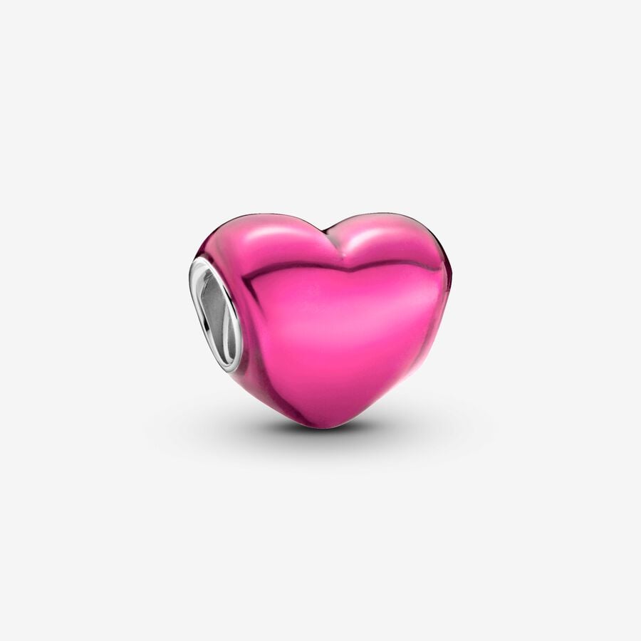 Charm Corazon Metalico Rosa