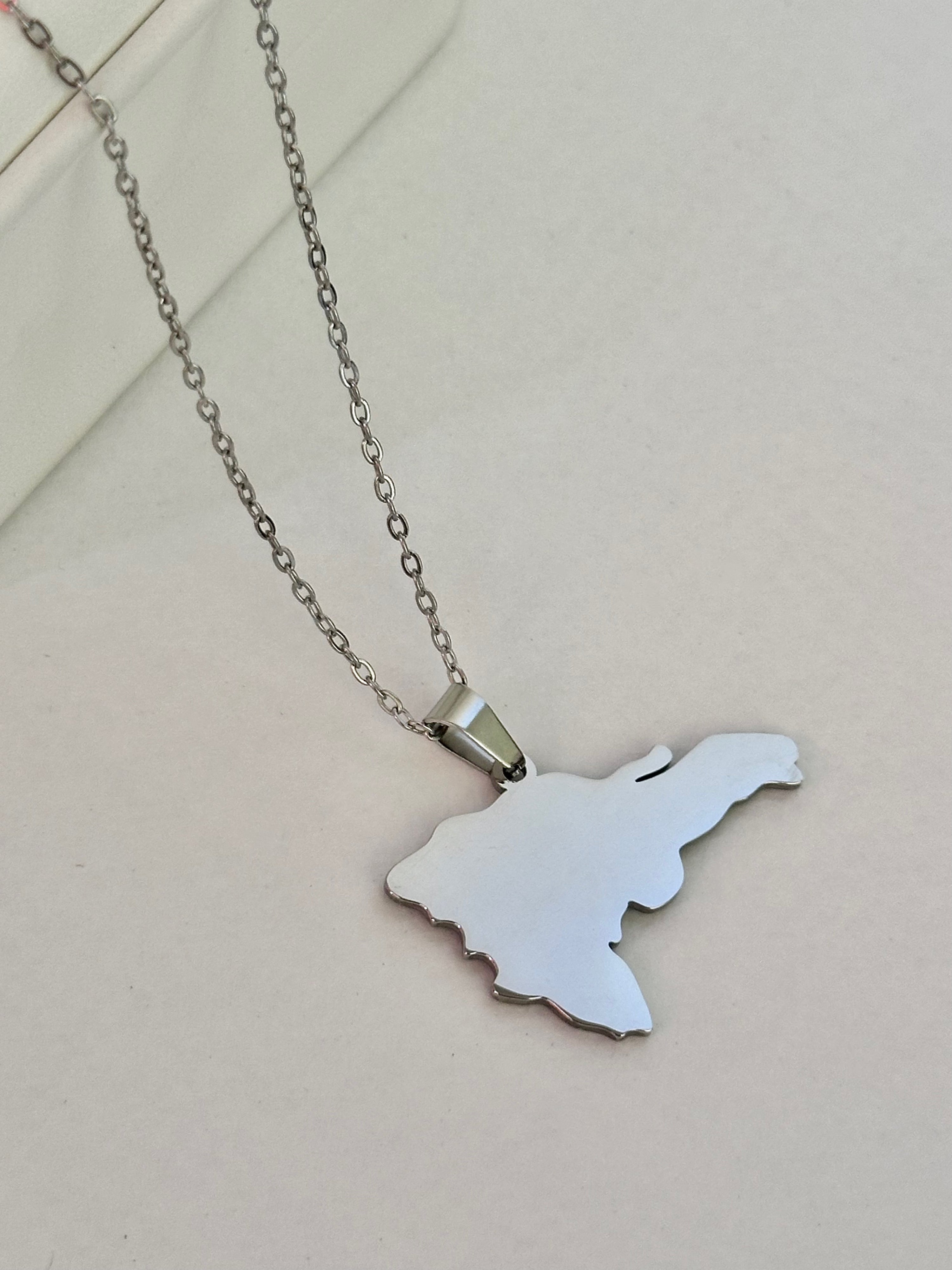 Collar Grabable Mapa República Dominicana, Acero Inoxidable