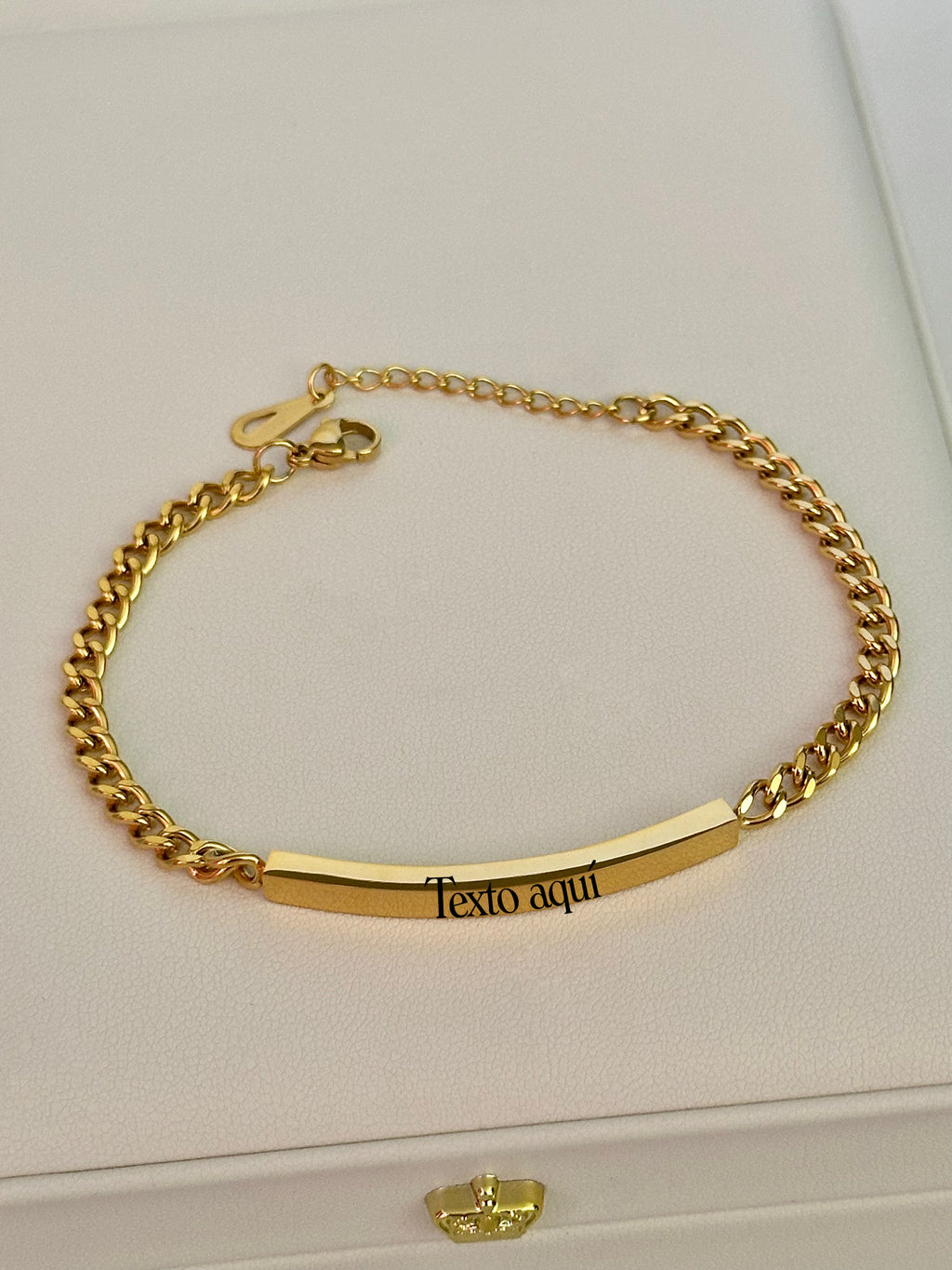 Guillo con Placa Grabable Dorado, Acero Inoxidable