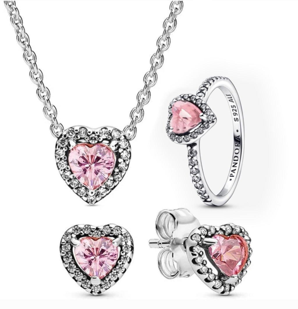 Set Completo Corazón Relieve Rosa