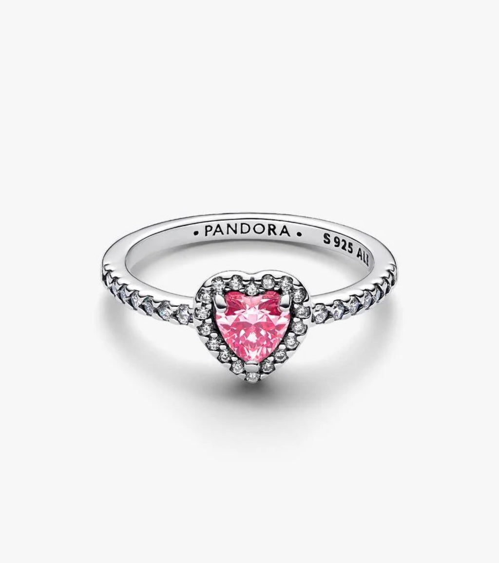 Anillo Corazón Nivelado Rosa Brillante