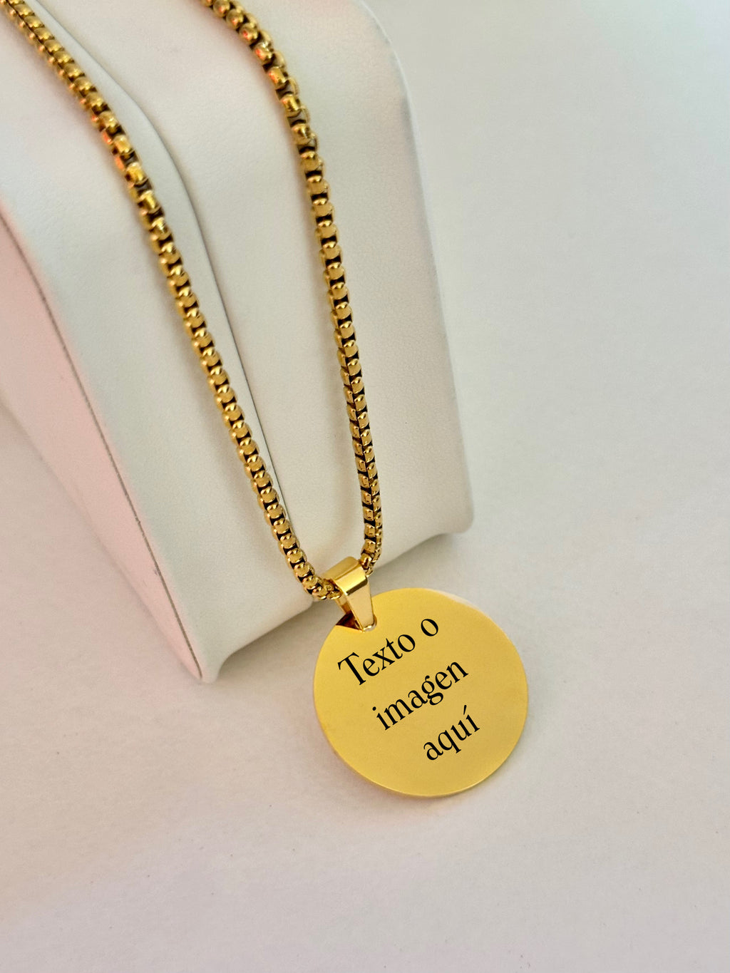 Collar Medalla Redonda Grabable para Mujer, 30mm, Acero Inoxidable
