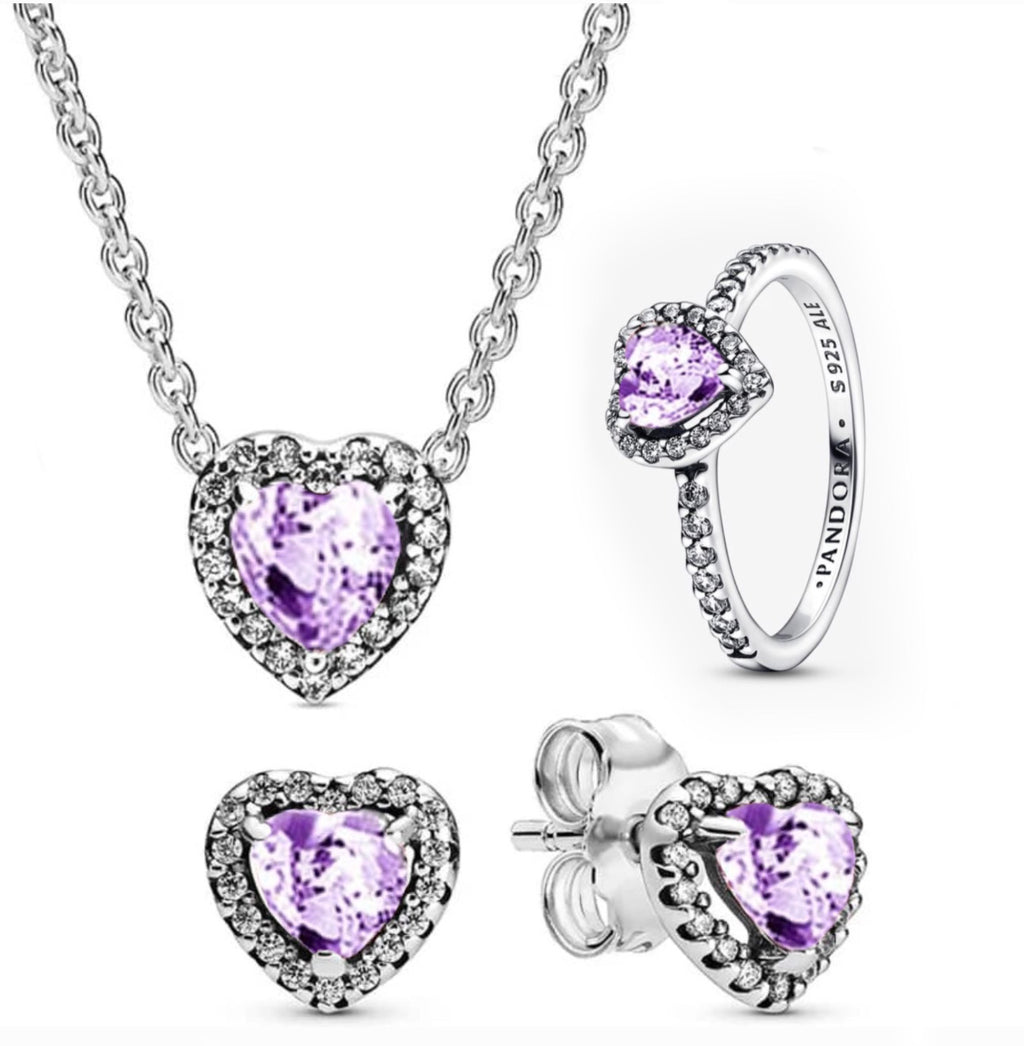 Set Completo Corazón Relieve Morado