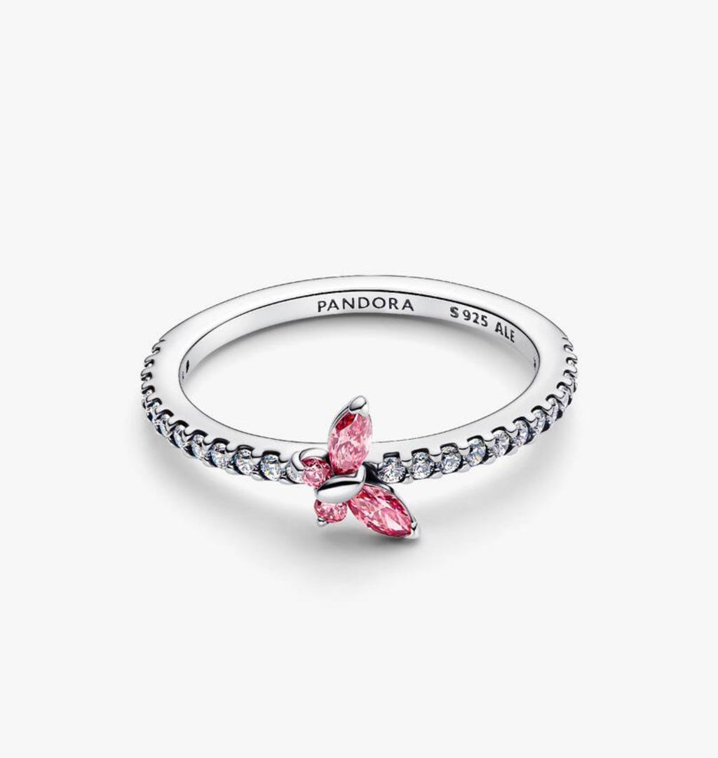 Anillo Mariposa Brillante Rosa
