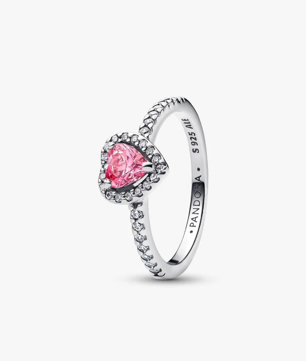 Anillo Corazón Nivelado Rosa Brillante