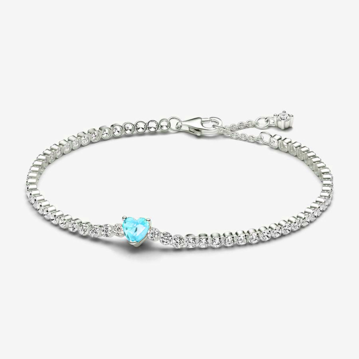 Pulsera Tenis Corazón Azul Claro