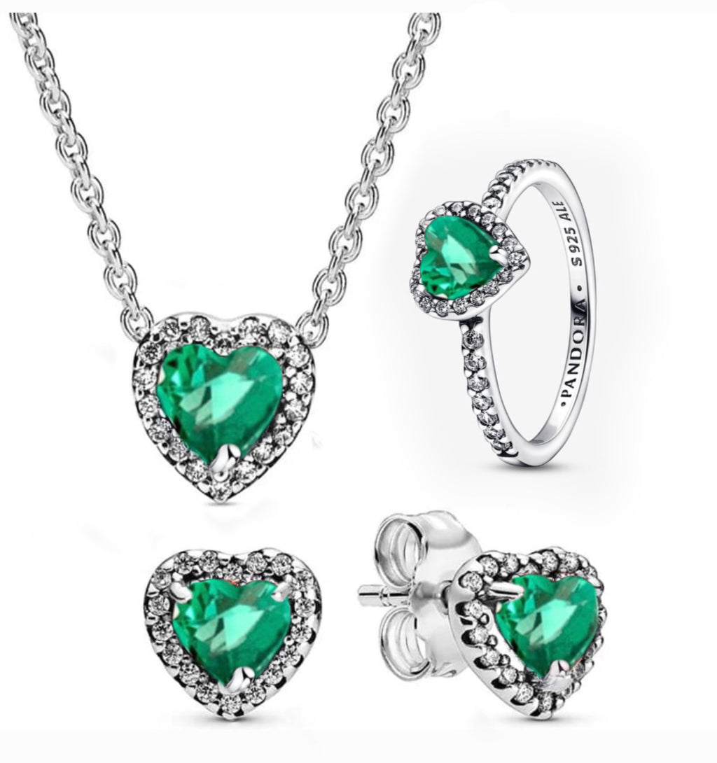 Set Completo Corazón Relieve Verde