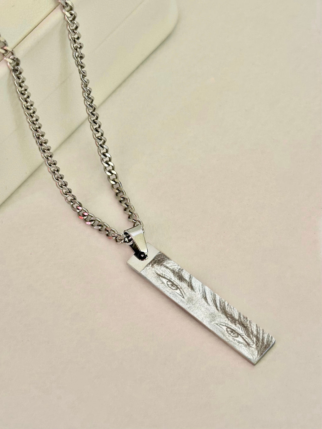 Collar con Placa Grabable, Acero Inoxidable
