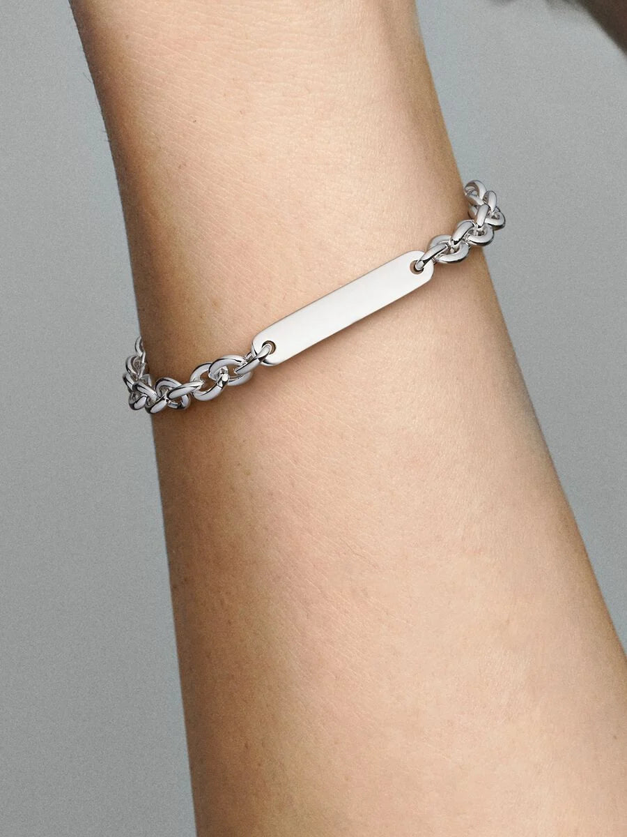 Pulsera De Eslabones con Barra Grabable