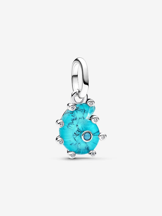 Charm Colgante Caracola de Cristal de Murano Azul