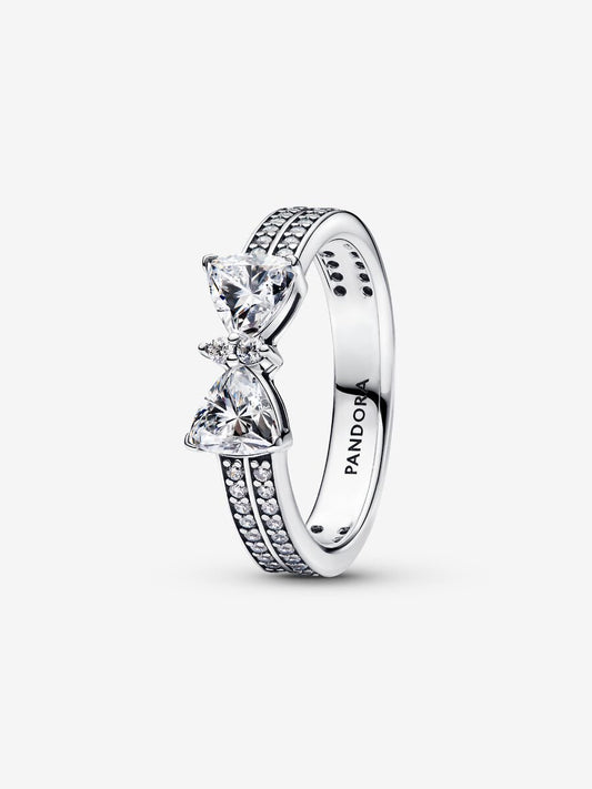 Anillo Lazo Brillante Blanco Doble Banda