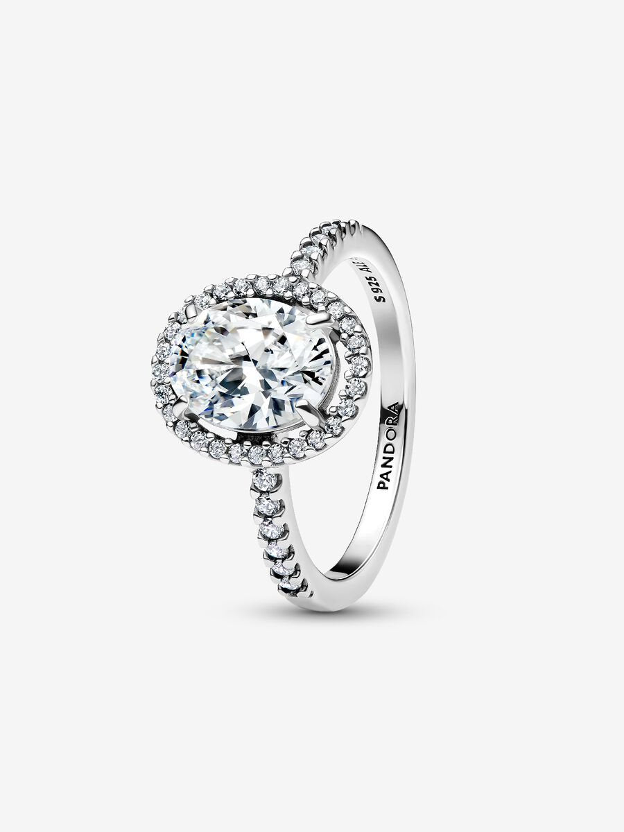 Anillo Ovalado Halo brillante