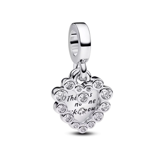 Charm Colgante Doble Corazón Brillante