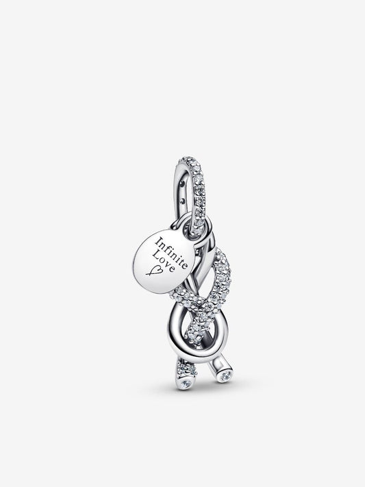 Charm Colgante Nudo Infinito y pavé