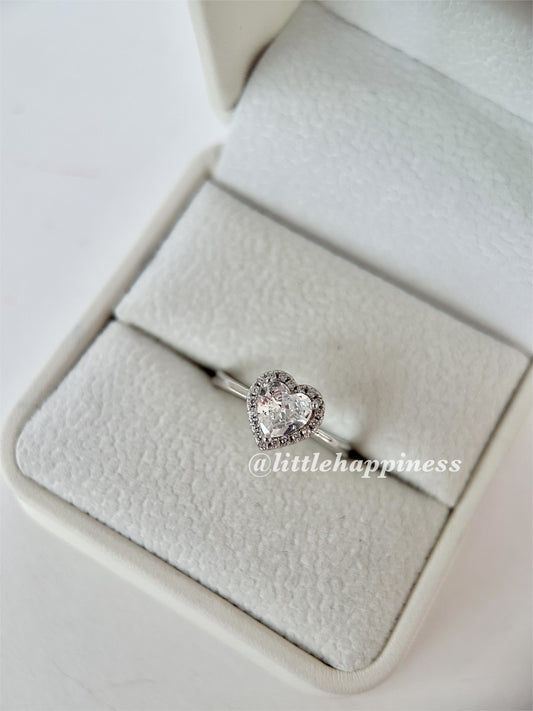 Anillo Corazón Blanco, aro Liso