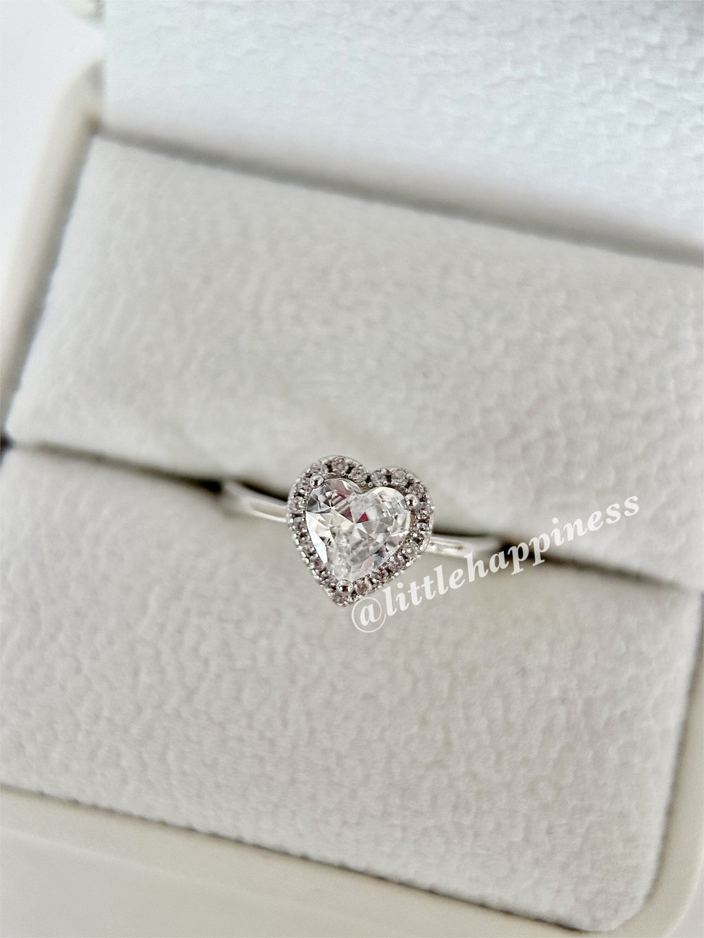 Anillo Corazón Blanco, aro Liso