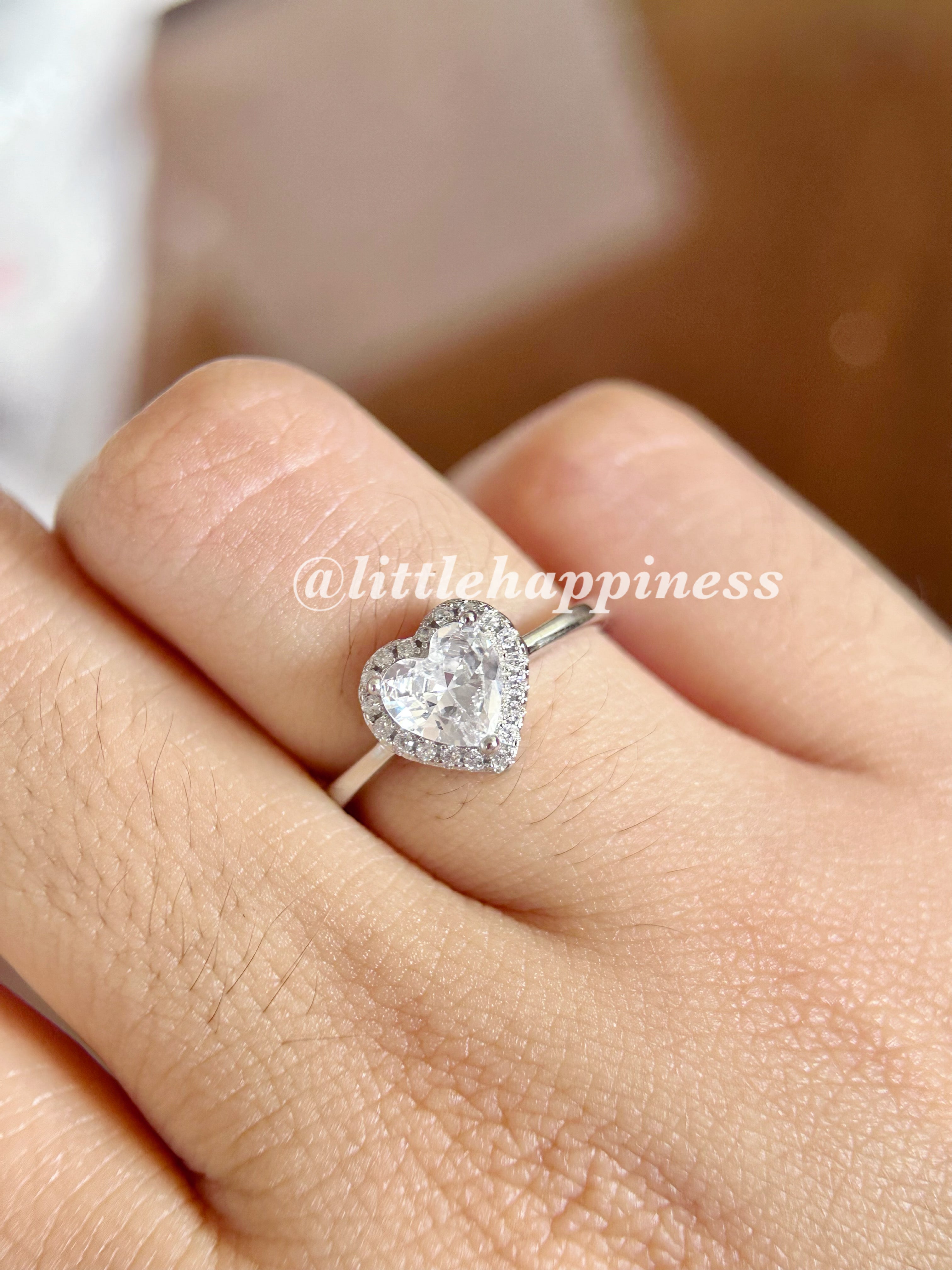Anillo Corazón Blanco, aro Liso