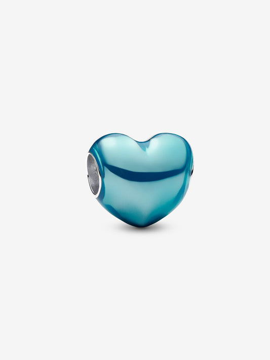 Charm Corazón metálico Azul Cielo