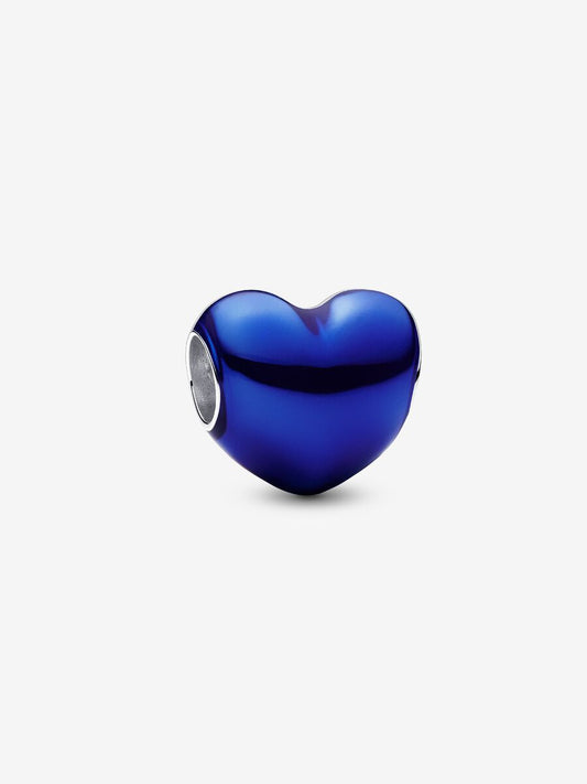 Charm Corazón Metálico Azul Oscuro