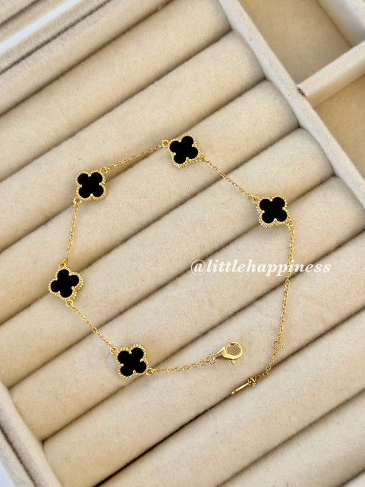 Pulsera Mini Tréboles Negro