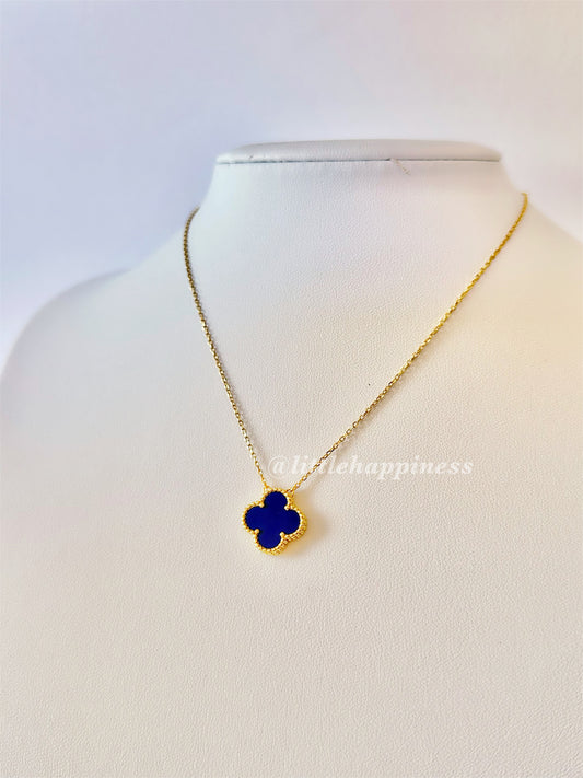 Collar 1 Trébol Dorado con Azul