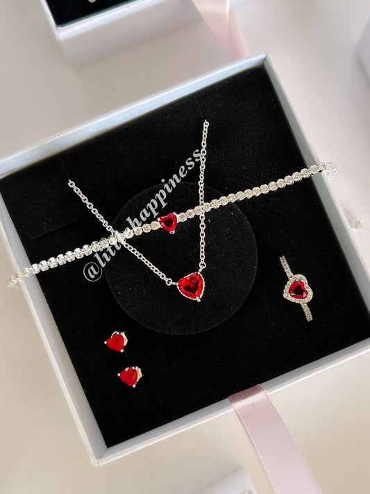 Set completo corazón Relieve rojo