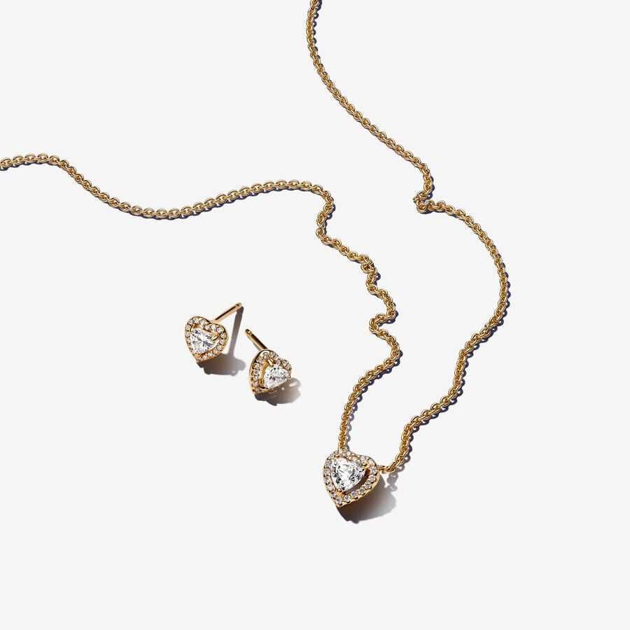 Conjunto Collar + aretes Corazón Dorado