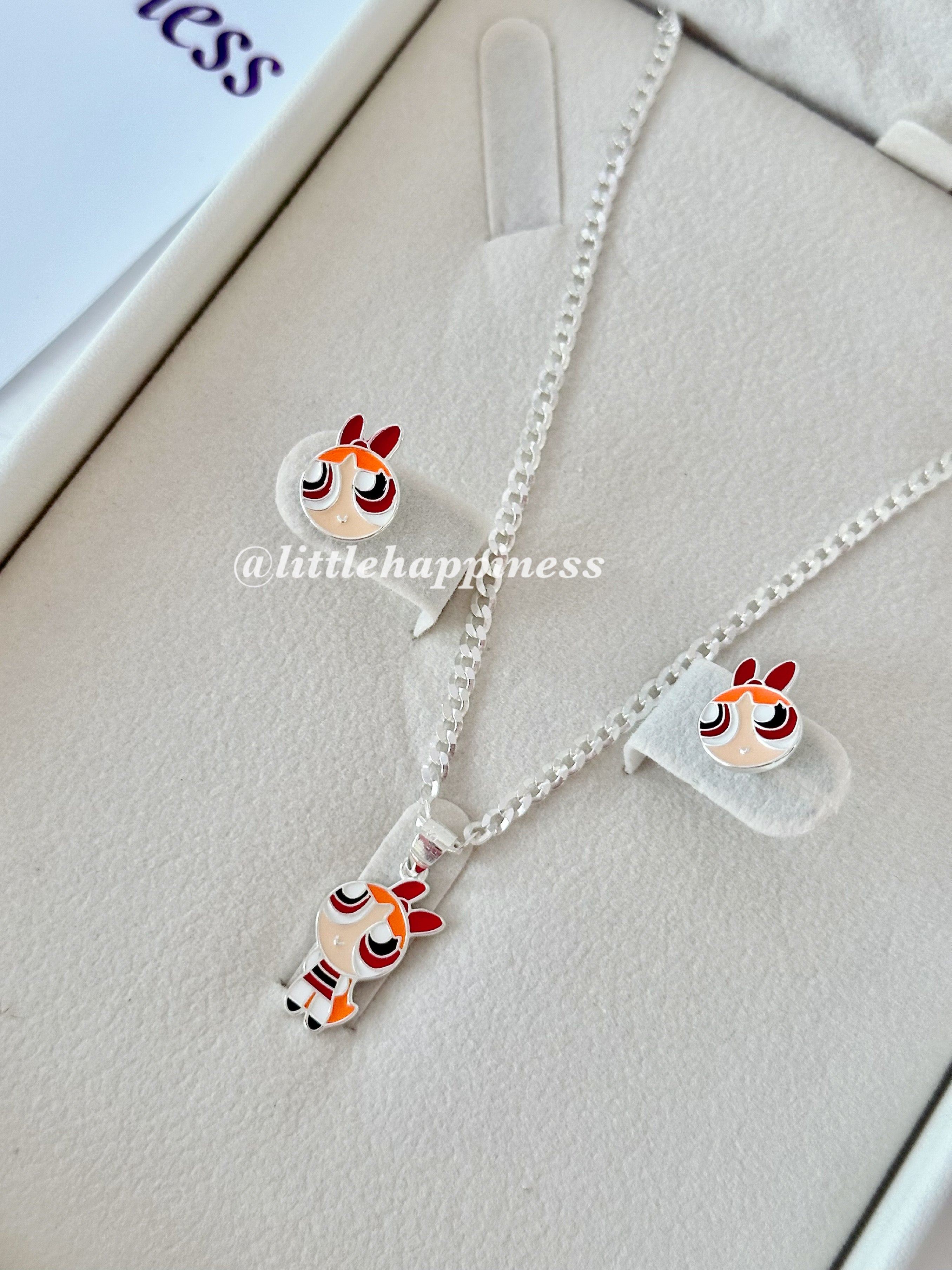 Conjunto Collar y aretes Bombón, chicas superpoderosas