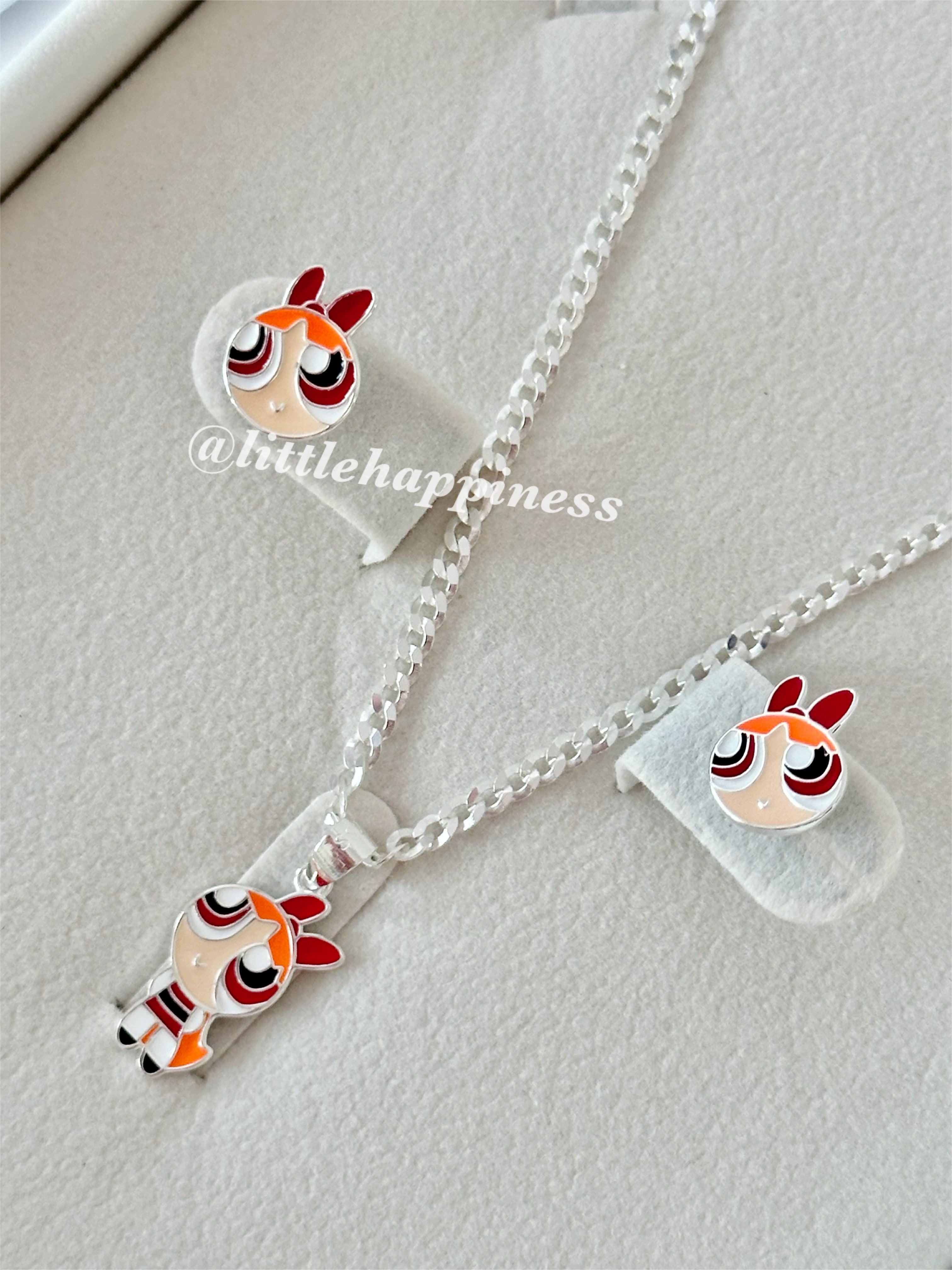 Conjunto Collar y aretes Bombón, chicas superpoderosas