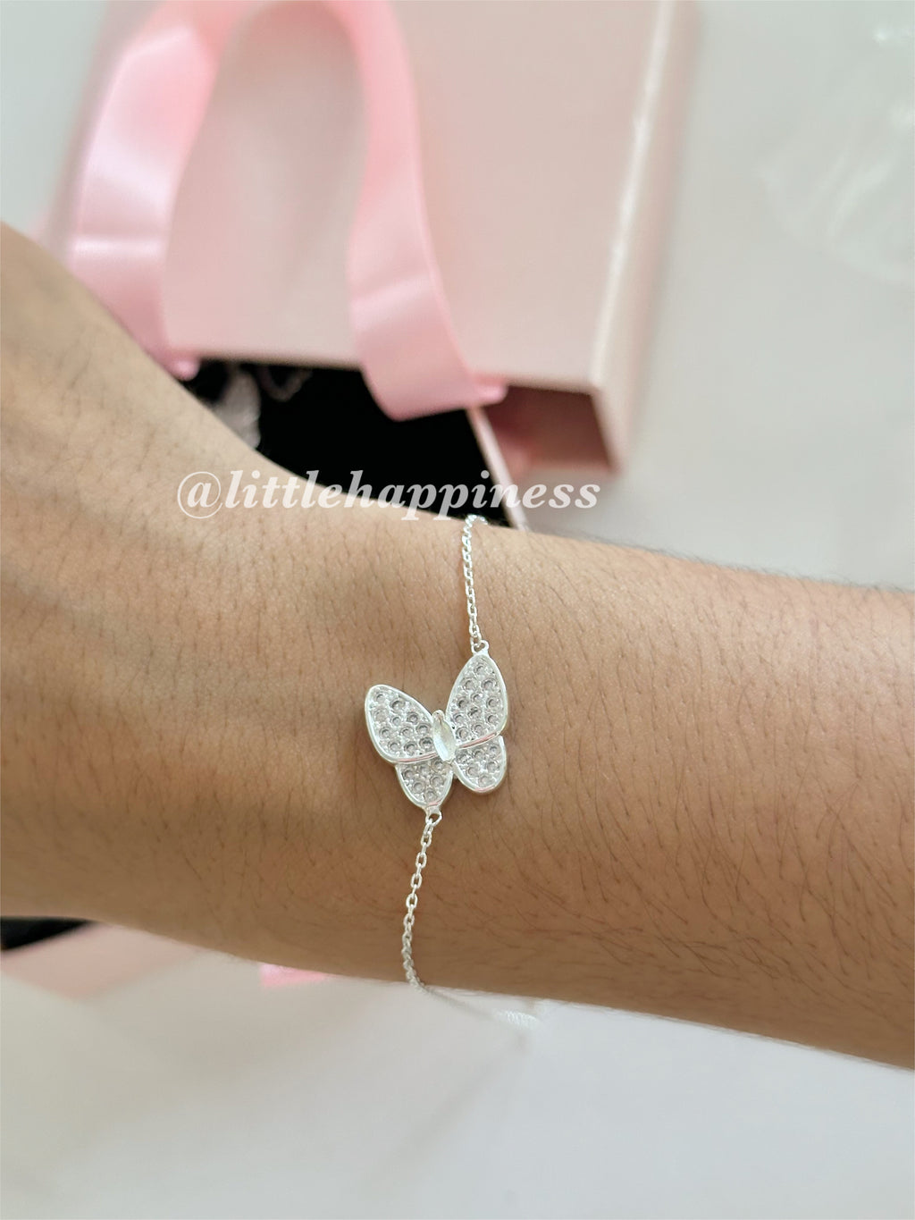 Conjunto Collar + aretes + pulsera Mariposa Van Cleef plateado
