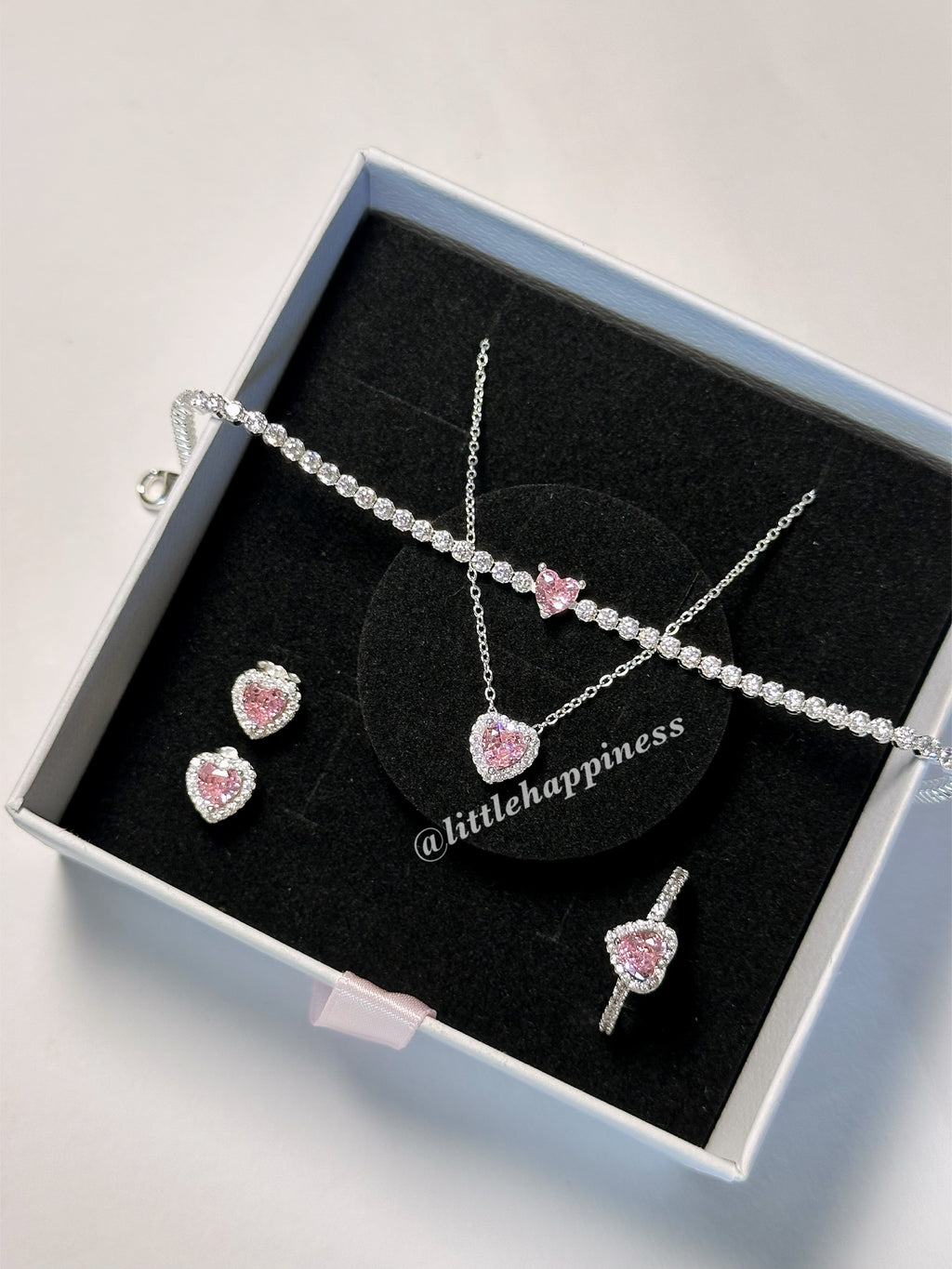 Set Completo Corazón Relieve Rosa