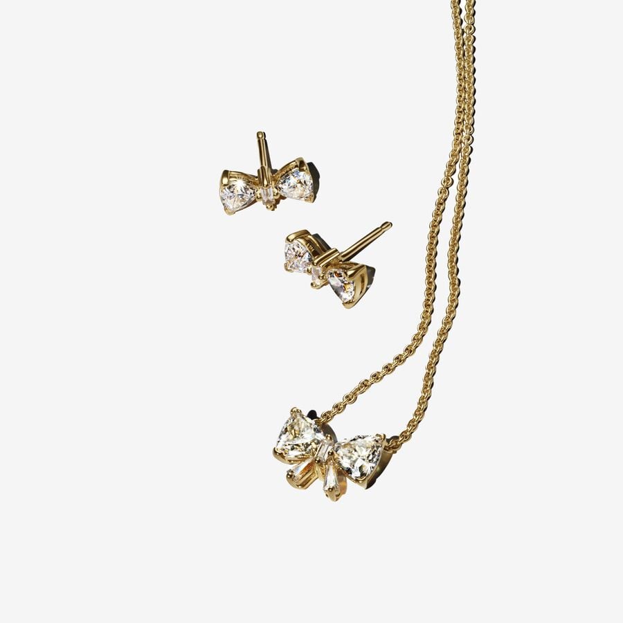 Conjunto Collar + aretes Lazo, Dorado